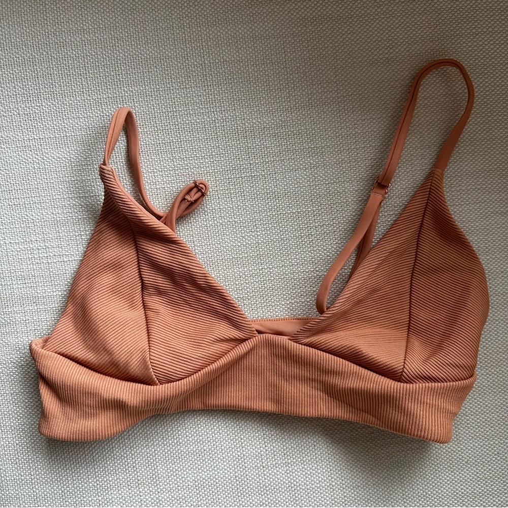 Tori Praver Ribbed Peach Triangle Bralette